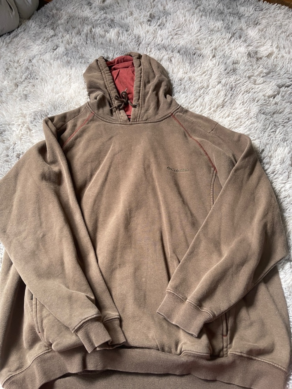 Columbia Brown Hoodie with Red Interior